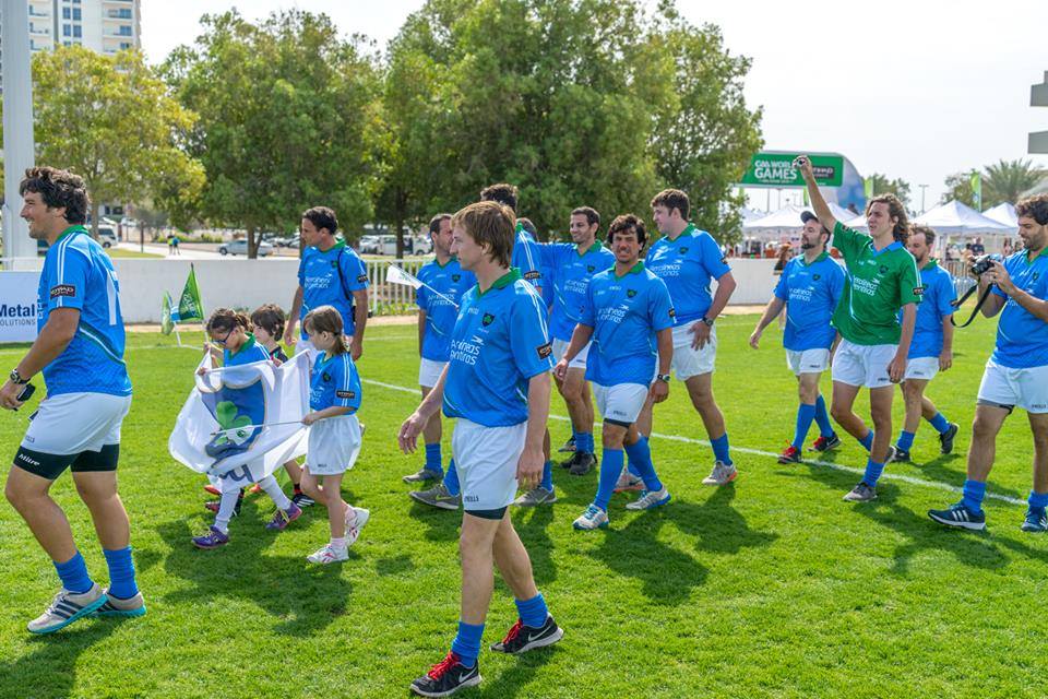 El equipo argentino de fútbol gaélico en juego durante los World Games.
