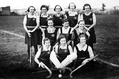 Plantel de hockey de damas del Hurling Club, fotografía de archivo.