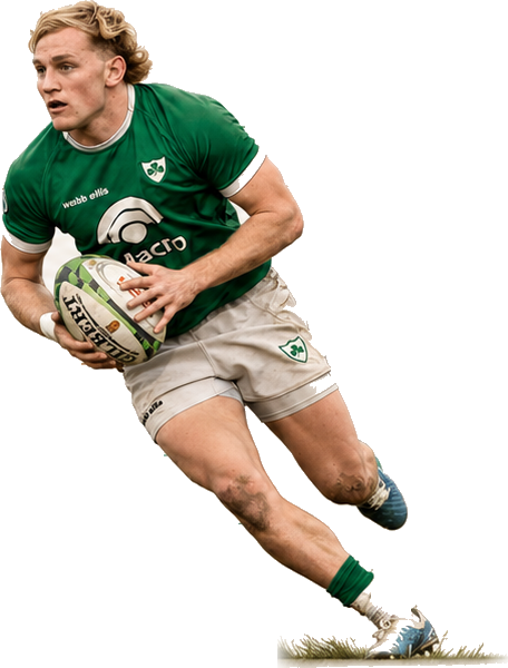 Jugador de rugby del Hurling Club corriendo con la pelota.